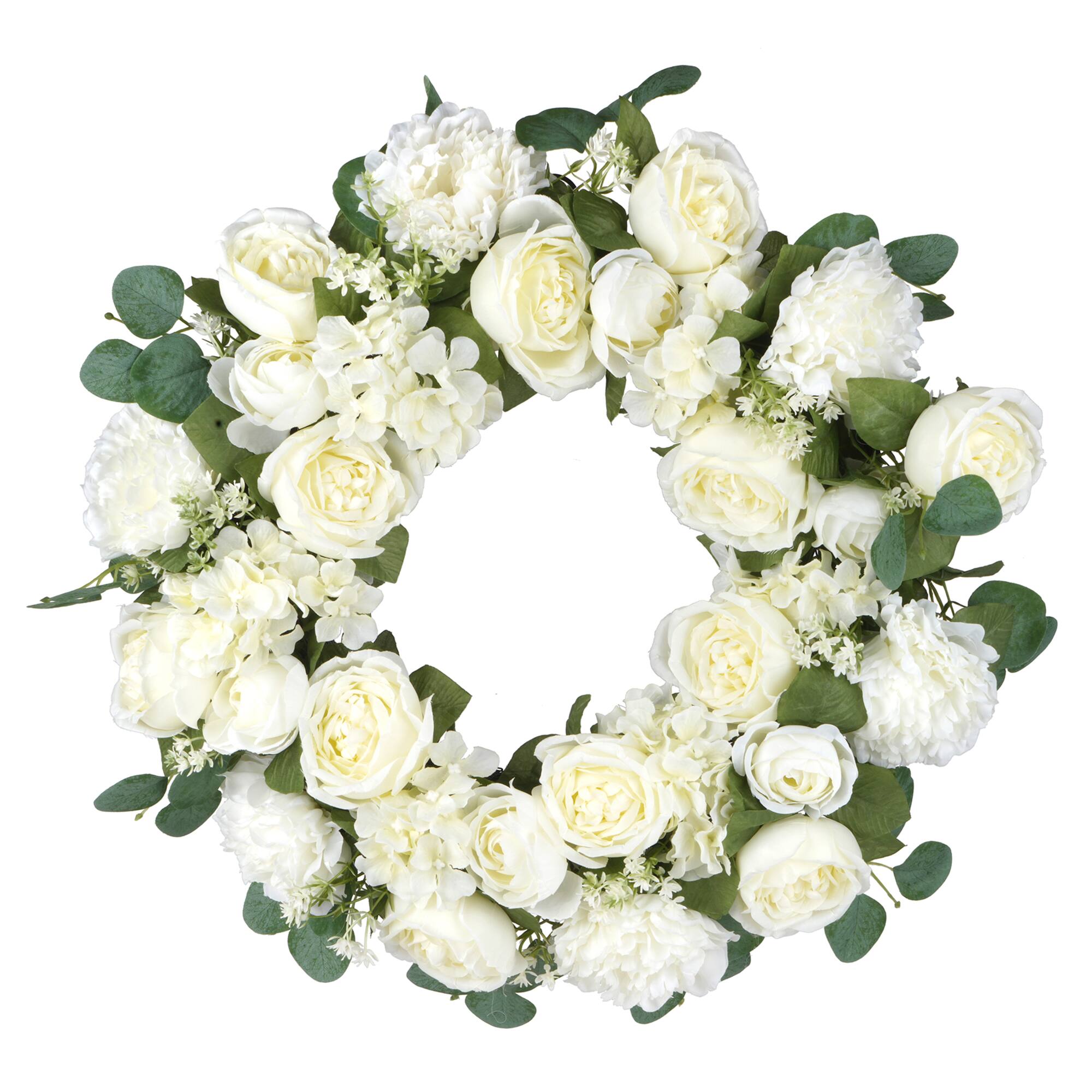 22" Cream Peony & Hydrangea Mix Wreath by Ashland®